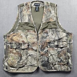 Realtree Camo Hunting Vest Mens XL / 2XL Zip Twill Mesh Cargo